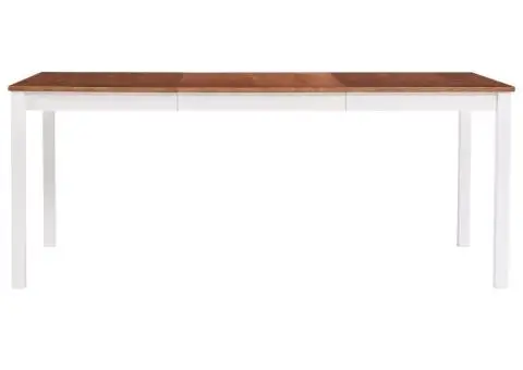 Masă de bucătărie, alb și maro, 180 x 90 x 73 cm, lemn de pin - 2/5