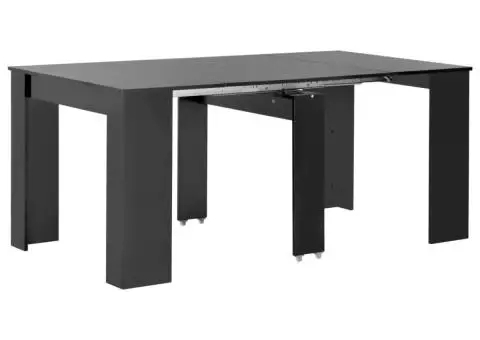 Masă de bucătărie extensibilă, negru extralucios, 175x90x75 cm - 1/5