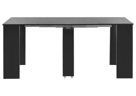Masă de bucătărie extensibilă, negru extralucios, 175x90x75 cm - 2/5