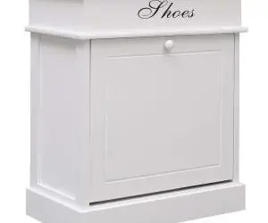 vidaXL Pantofar, alb, 50 x 28 x 58 cm, lemn de paulownia