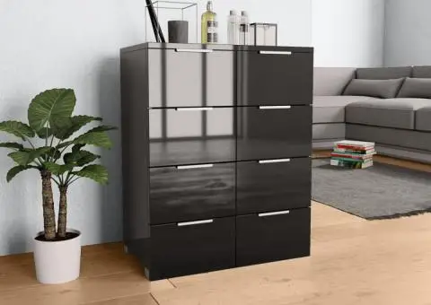 Dulap, negru extralucios, 60x35x80 cm, lemn prelucrat - 1/5