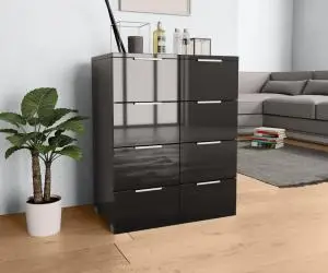 vidaXL Dulap, negru extralucios, 60x35x80 cm, lemn prelucrat