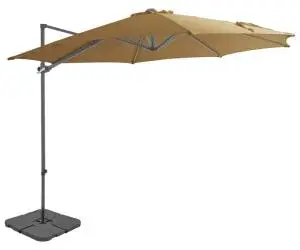 vidaXL Umbrelă de soare de grădină, bază portabilă, taupe