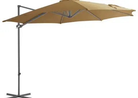 Umbrelă de soare de grădină, bază portabilă, taupe - 2/5