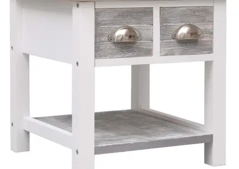 Masă laterală, gri, 40 x 40 x 40 cm, lemn de paulownia - 1/5