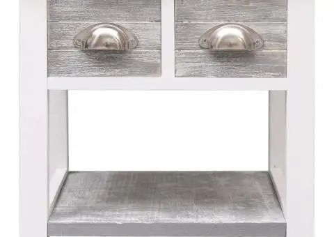 Masă laterală, gri, 40 x 40 x 40 cm, lemn de paulownia - 2/5