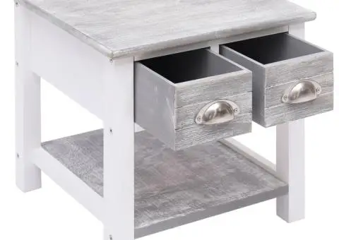 Masă laterală, gri, 40 x 40 x 40 cm, lemn de paulownia - 4/5