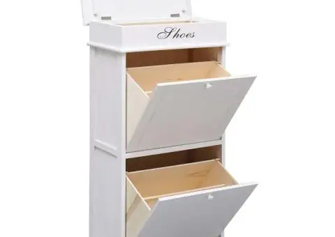 Pantofar, alb, 50x28x98 cm, lemn de paulownia - 4/5