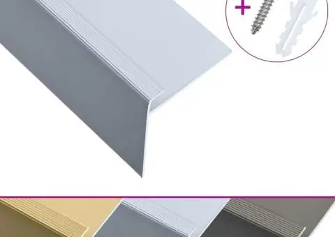 Profile trepte formă de F, 15 buc., argintiu, 90 cm, aluminiu - 3/5