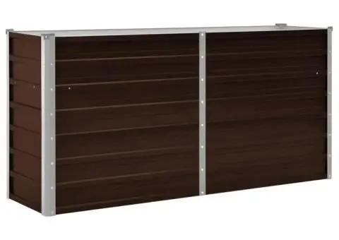 Strat înălțat de grădină, maro, 160x40x77 cm, oțel galvanizat - 2/5