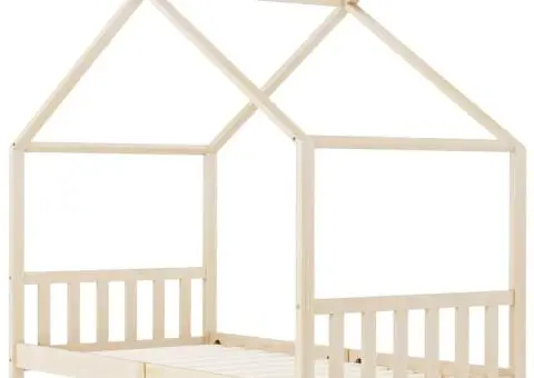 Cadru de pat pentru copii, 90 x 200 cm, lemn masiv de pin - 3/5