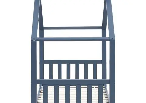 Cadru de pat de copii, gri, 70 x 140 cm, lemn masiv de pin - 5/5