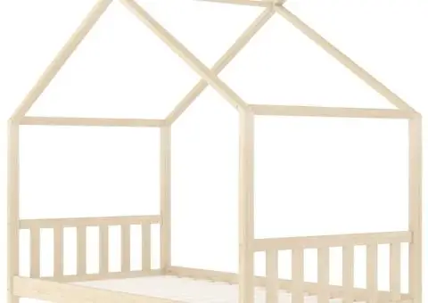 Cadru de pat pentru copii, 70 x 140 cm, lemn masiv de pin - 3/5