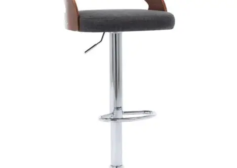 Scaune de bar 2 buc. gri închis, material textil & lemn curbat - 3/5