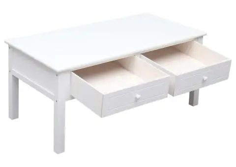 Măsuță de cafea, alb, 100 x 50 x 45 cm, lemn - 4/5