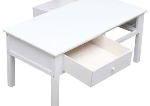 Măsuță de cafea, alb, 100 x 50 x 45 cm, lemn - 5/5