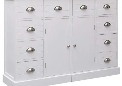 Dulap cu 10 sertare, alb, 113 x 30 x 79 cm, lemn - 1/5