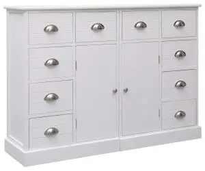 vidaXL Dulap cu 10 sertare, alb, 113 x 30 x 79 cm, lemn
