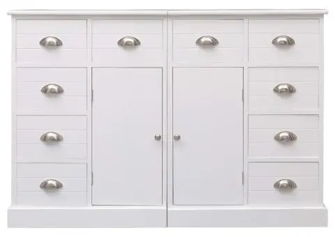 Dulap cu 10 sertare, alb, 113 x 30 x 79 cm, lemn - 2/5