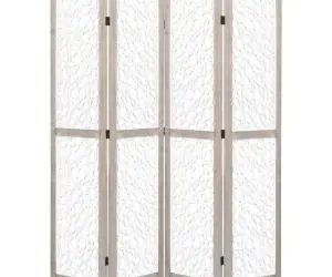 vidaXL Paravan de cameră cu 4 panouri, alb, 140 x 165 cm, lemn masiv