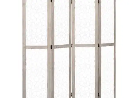 Paravan de cameră cu 4 panouri, alb, 140 x 165 cm, lemn masiv - 2/5