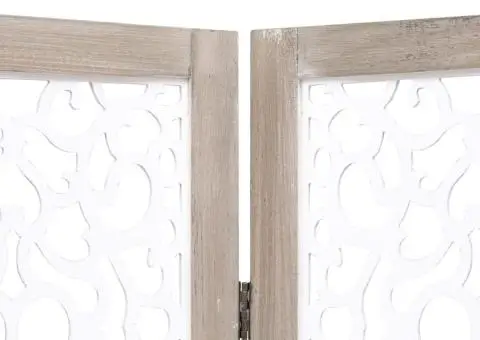 Paravan de cameră cu 4 panouri, alb, 140 x 165 cm, lemn masiv - 5/5