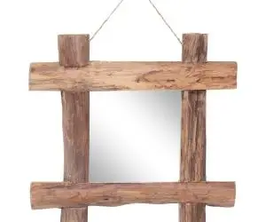 vidaXL Oglindă din bușteni, natural, 50x50 cm, lemn de tec reciclat