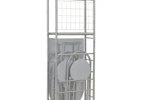 Set mobilier bucătărie cu depozitare, 3 piese, gri, MDF și oțel - 2/5