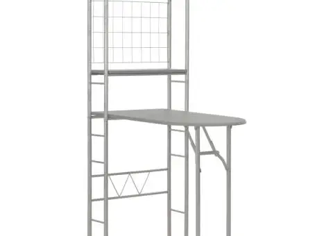 Set mobilier bucătărie cu depozitare, 3 piese, gri, MDF și oțel - 3/5