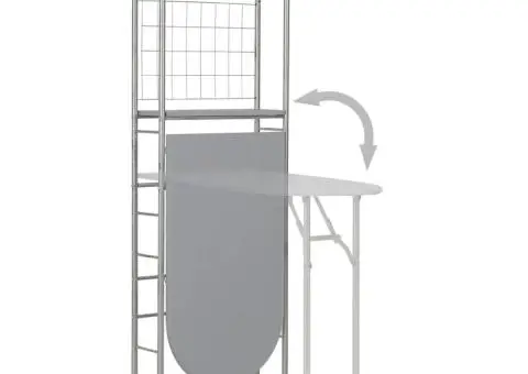 Set mobilier bucătărie cu depozitare, 3 piese, gri, MDF și oțel - 4/5