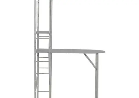 Set mobilier bucătărie cu depozitare, 3 piese, gri, MDF și oțel - 5/5