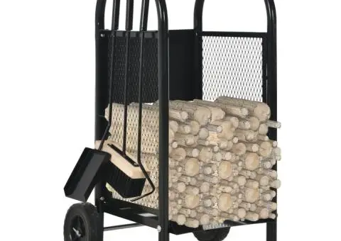 Cărucior lemne de foc, negru, 30x35x81 cm, oțel - 2/5