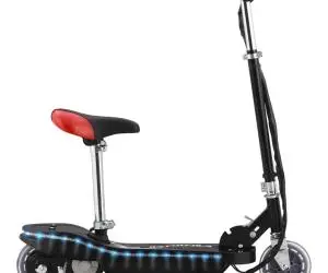 vidaXL Trotinetă electrică cu șa și LED-uri, negru, 120 W