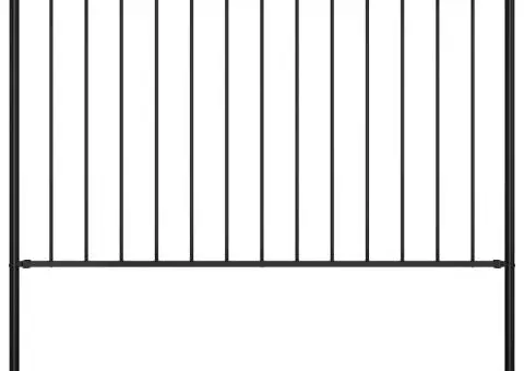Panou de gard cu stâlpi, negru, 1,7 x 1,25 m, oțel - 1/4