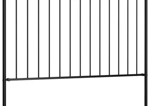 Panou de gard cu stâlpi, negru, 1,7 x 1,25 m, oțel - 2/4