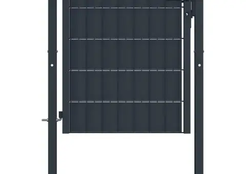 Poartă de gard, antracit, 100x81 cm, PVC și oțel - 1/4
