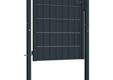 Poartă de gard, antracit, 100x81 cm, PVC și oțel - 2/4