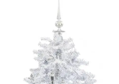 Brad de Crăciun cu ninsoare și bază umbrelă, alb, 140 cm - 4/5