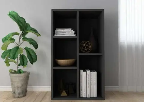 Bibliotecă/Dulap, negru, 50x25x80 cm, lemn prelucrat - 1/5