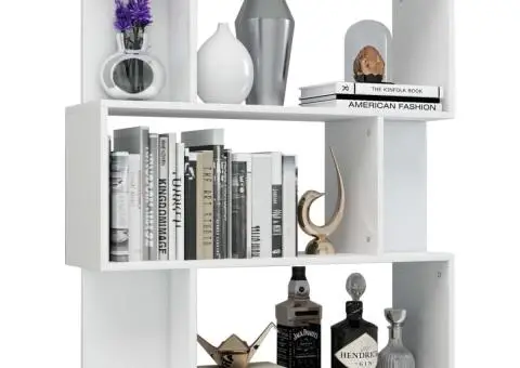 Bibliotecă/Separator cameră, alb extralucios, 80x24x96 cm, PAL - 3/5