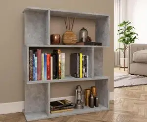 vidaXL Bibliotecă/Separator, gri beton, 80x24x96 cm, lemn prelucrat