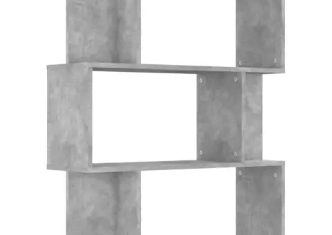 Bibliotecă/Separator, gri beton, 80x24x96 cm, lemn prelucrat - 2/5