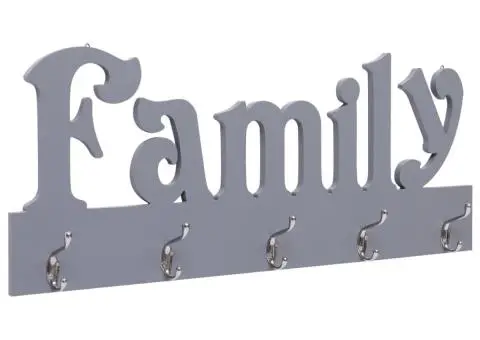 Cuier de perete FAMILY, gri, 74 x 29,5 cm - 1/5