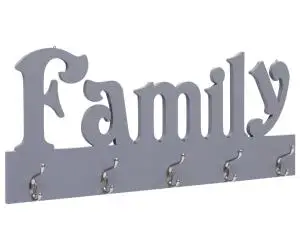 vidaXL Cuier de perete FAMILY, gri, 74 x 29,5 cm