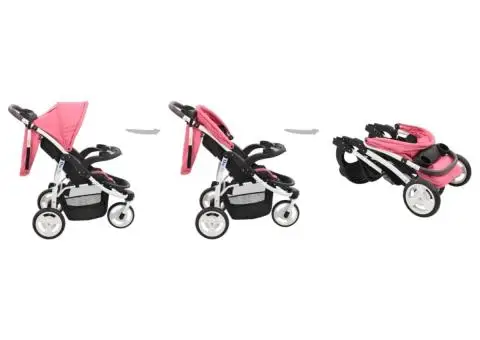 Cărucior cu 3 roți pentru copii, roz și negru - 3/5