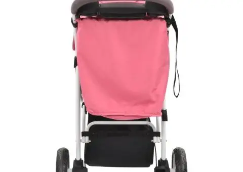 Cărucior cu 3 roți pentru copii, roz și negru - 5/5