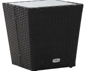 vidaXL Masă de ceai negru 41,5x41,5x43 cm poliratan sticlă securizată