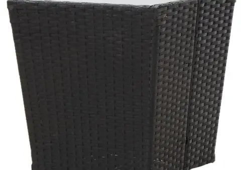 Masă de ceai negru 41,5x41,5x43 cm poliratan sticlă securizată - 3/5