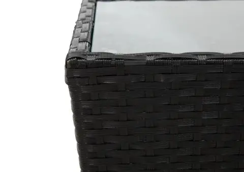 Masă de ceai negru 41,5x41,5x43 cm poliratan sticlă securizată - 4/5