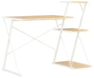 vidaXL Birou cu raft, alb și stejar, 116 x 50 x 93 cm